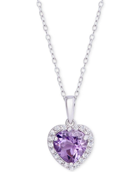 Macy's amethyst (1-1/2 ct. t.w.) & Cubic Zirconia 18" Heart Pendant Necklace in Sterling Silver