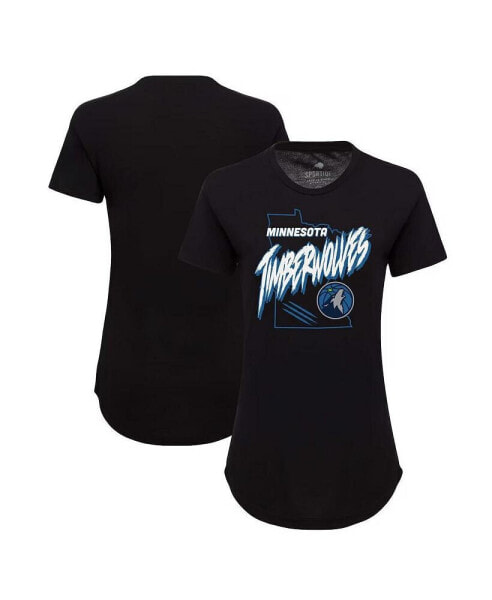 Women's Black Minnesota Timberwolves Phoebe Super Soft Tri-Blend T-Shirt