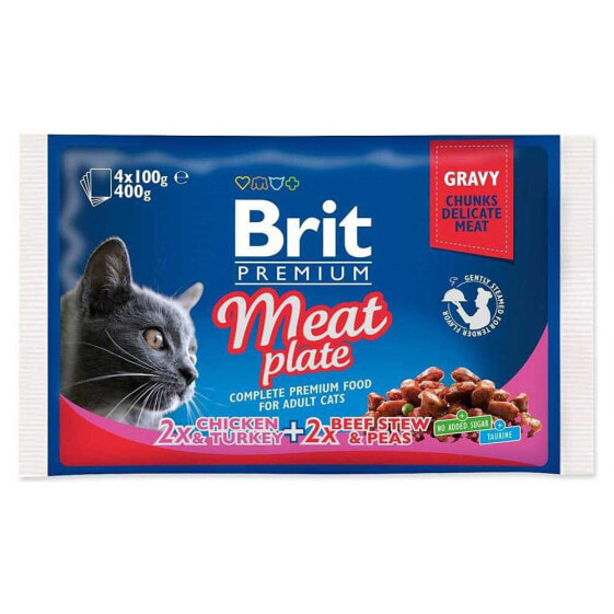 BRIT Premium Cat Meat Plate 4x100g Wet Cat Food