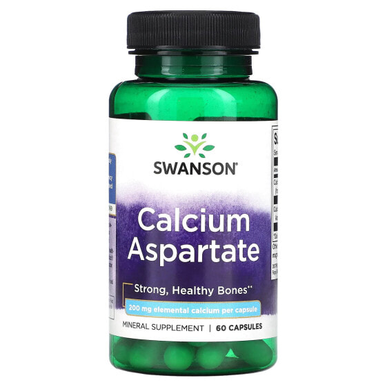Кальций минералные витамины Swanson Calcium Aspartate, 200 мг, 60 капсул