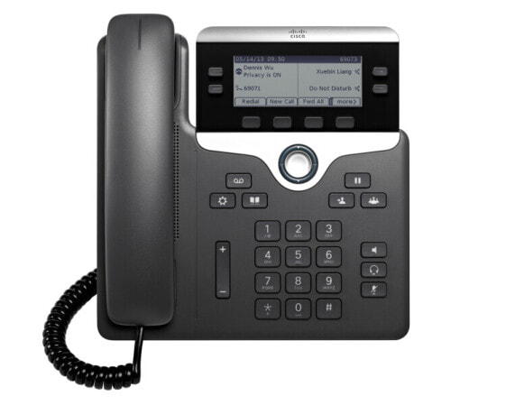 Cisco 7821 - IP Phone - Black - Silver - Wired handset - Polycarbonate - Desk/Wall - 2 lines