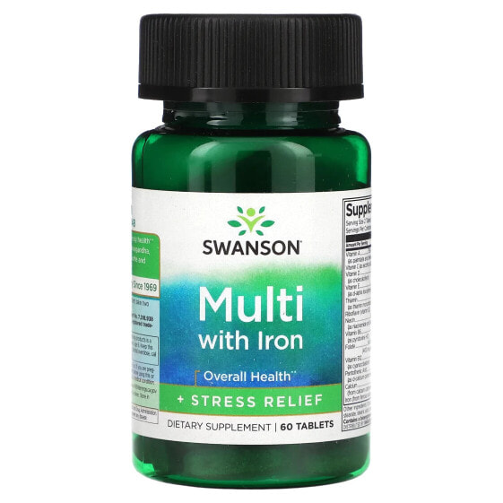 Витаминный комплекс Swanson Multi с Железом и Антистресс, 60 таблеток