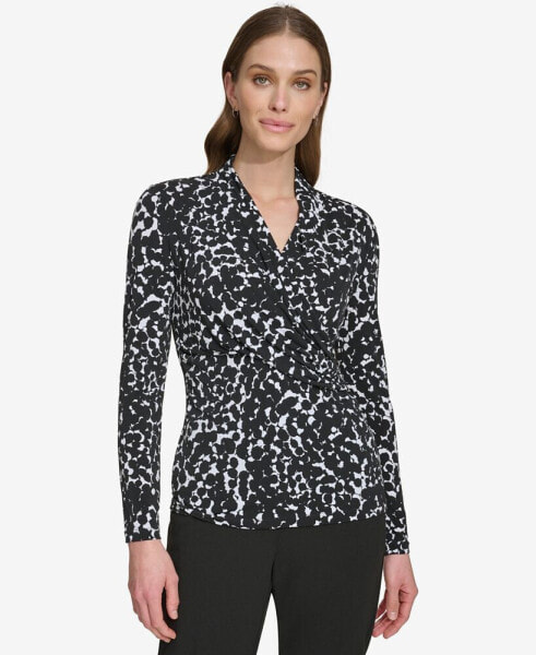 Women's Prints Side-Ruched Long-Sleeve Top