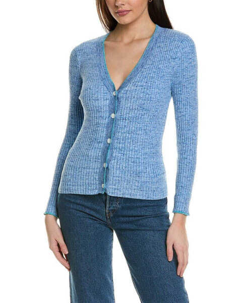 Wispr Skinny Rib Cardigan Women's Blue M