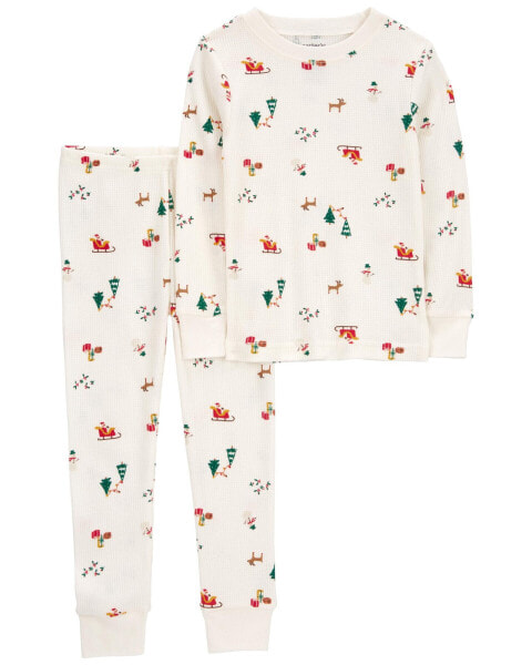 Toddler 2-Piece Christmas Print Thermal Pajamas 3T