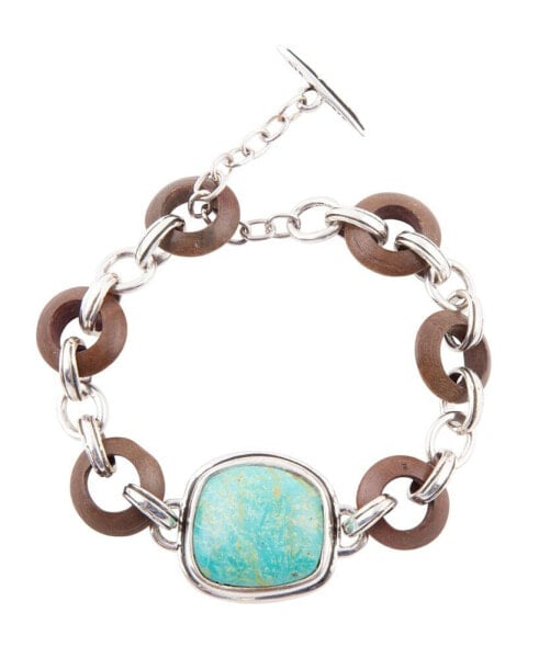 Precious Genuine Turquoise Abstract Link Bracelet