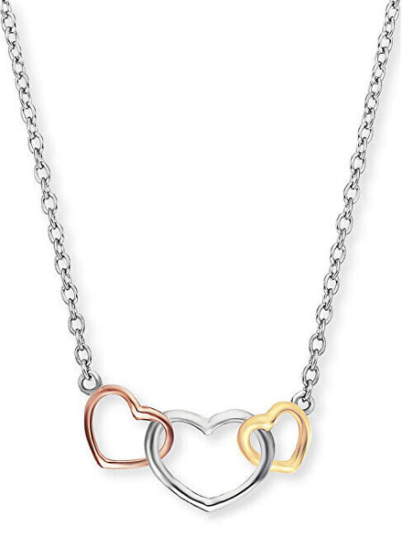Silver necklace with colored hearts ERN-WITHLOVE-03