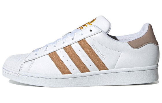 adidas originals Superstar 经典贝壳头 轻便防滑耐磨 低帮 板鞋 男女同款 白棕 / Кроссовки Adidas originals Superstar GY0013