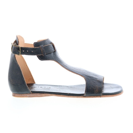 Bed Stu Sable F373039 Womens Black Leather Hook & Loop Strap Sandals Shoes 6