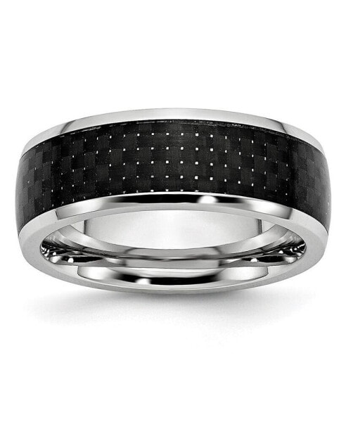 Cobalt Polished Black Carbon Fiber Inlay Wedding Band Ring