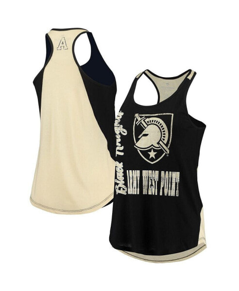 Women's Black, Gold Army Black Knights George Glass 2-Hit Scoop Neck Racerback Tank Top