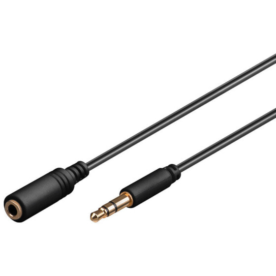 Wentronic Goobay Headphone and Audio AUX Extension Cable, 3.5 mm, 3-pin, Slim, 1.5 m, 3.5mm, Male, 3.5mm, Female, 1.5 m, Black
