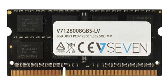 V7 8GB DDR3 PC3-12800 - 1600mhz SO DIMM Notebook Memory Module - V7128008GBS-LV - 8 GB - 1 x 8 GB - DDR3 - 1600 MHz - 204-pin SO-DIMM - Black