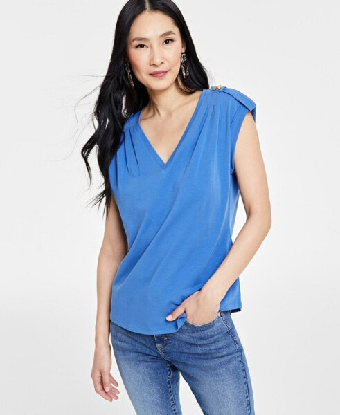 Women's Cap-Sleeve V-Neck Top, Created for Macy's