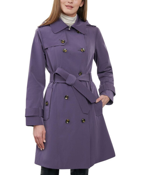 Women's 38" Double-Breasted Hooded Trench Coat