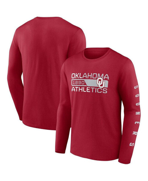 Men's Crimson Oklahoma Sooners Broad Jump 2-Hit Long Sleeve T-shirt