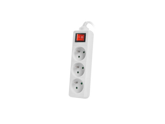 Lanberg PS1-03E-0300-W - 3 m - 3 AC outlet(s) - Indoor - Type E (FR) - White - 2500 W