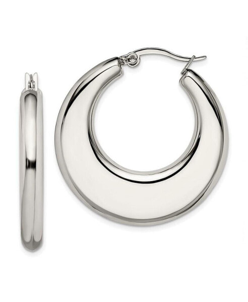 Stainless Steel Polished Diameter Hollow Hoop Earrings