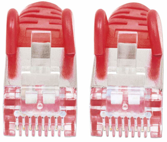 Intellinet Network Patch Cable - Cat7 Cable/Cat6A Plugs - 1m - Red - Copper - S/FTP - LSOH / LSZH - PVC - Gold Plated Contacts - Snagless - Booted - Polybag - 1 m - Cat7 - S/FTP (S-STP) - RJ-45 - RJ-45 - Red