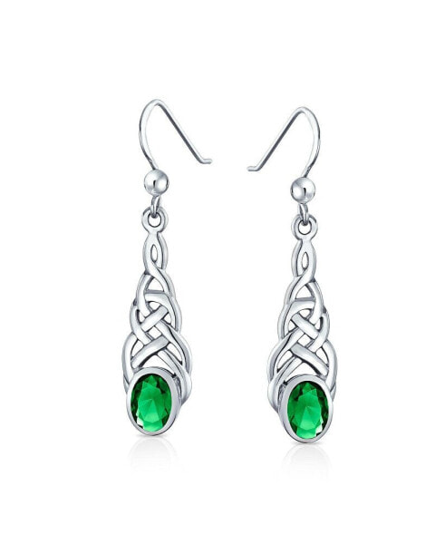 Серьги Bling Jewelry Green Oval Simulated Emerald Love Knot