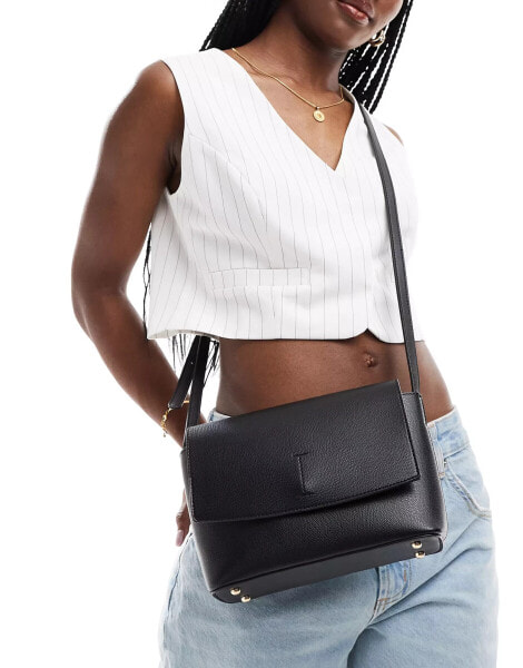 Accessorize crossbody flap bag in black