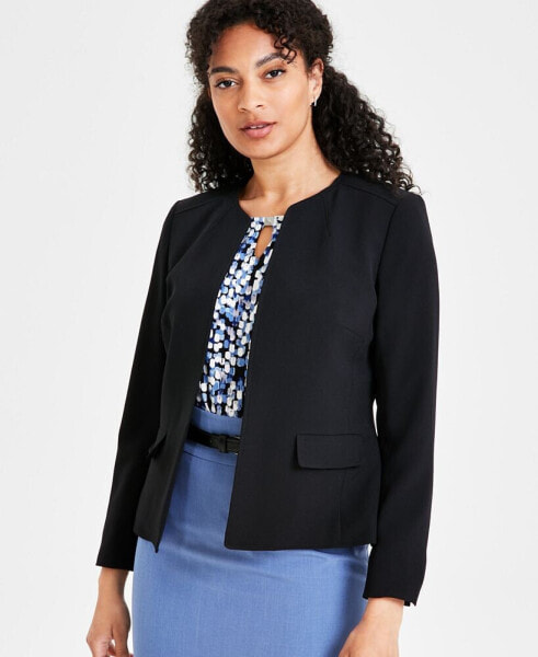 Petite Collarless Open-Front Blazer