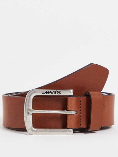 Levi's seine leather belt in brown with logo