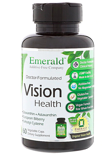 Emerald Labs Vision Health --  Пищевая добавка для поддержки здоровья зрения - 60 Растительных Капсул