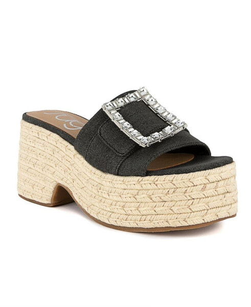 Women's Remote Embellished Buckle Espadrille Sandals