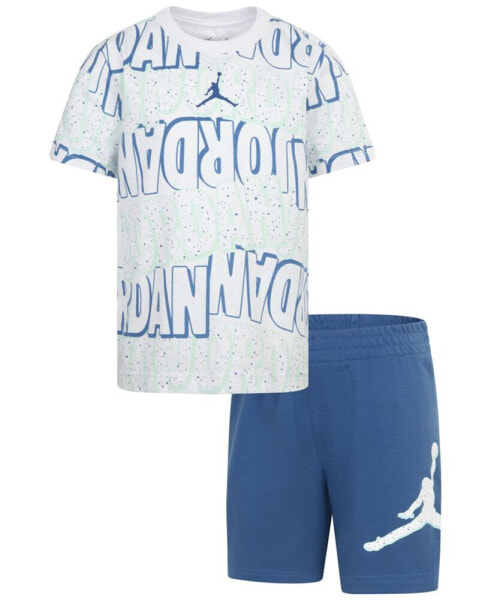 Little Boys Printed T-Shirt & French Terry Shorts, 2 Piece Set