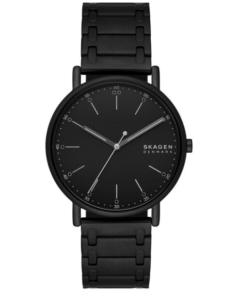 Men's Signatur Three Hand Black Stainless Steel Watch 40mm