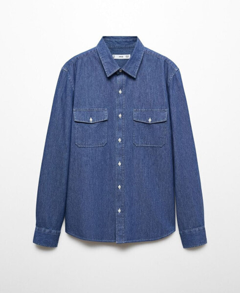 Men's Pockets Detail Denim Overshirt