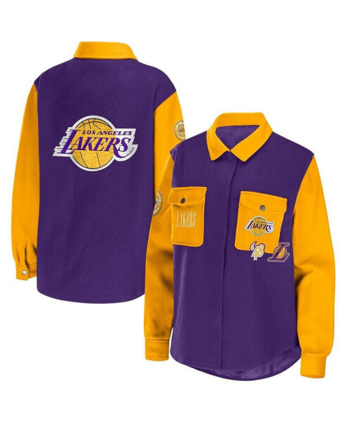Women's Purple Los Angeles Lakers Colorblock Button-Up Shirt Jacket