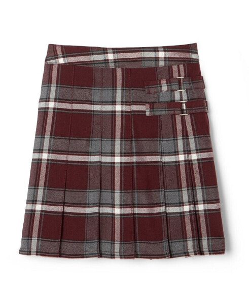 Big Girls Adjustable Waist Plaid Two-Tab Scooter Plaid Skirt