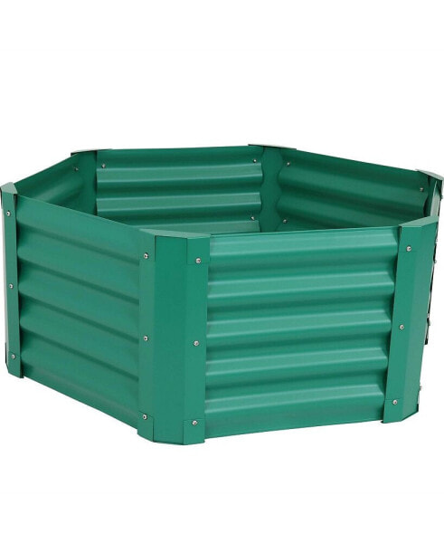 Powder-Coated Steel Hexagon Raised Garden Bed - Green - 41 in