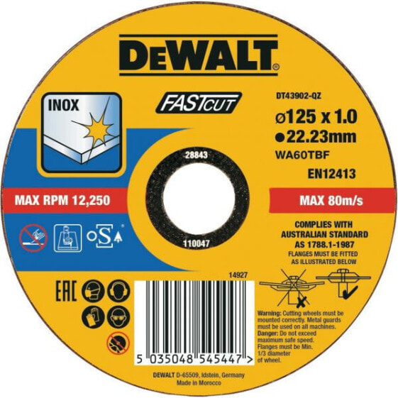 DEWALT DT43902-QZ - Cutting disc - Flat centre - Stainless steel - Any brand - 2.22 cm - 12.5 cm