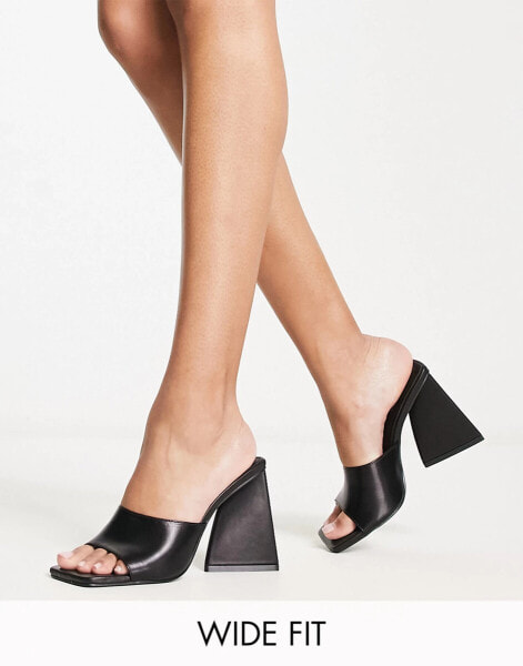 RAID Wide Fit Angel mules with angular heel in black