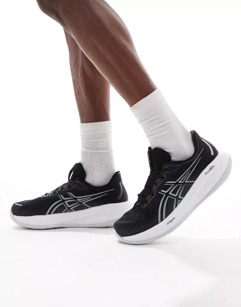 Asics Gel-Cumulus 26 neutral running trainers in black and white