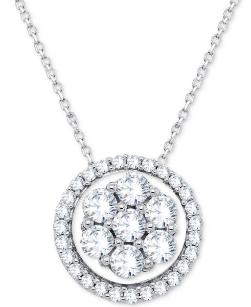 Lab-Created Diamond Halo Cluster 18" Pendant Necklace (1/2 ct. t.w.) in Sterling Silver