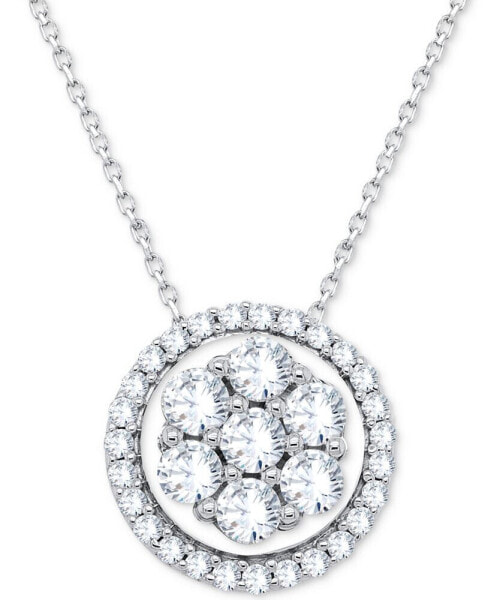 Forever Grown Diamonds lab-Created Diamond Halo Cluster 18" Pendant Necklace (1/2 ct. t.w.) in Sterling Silver