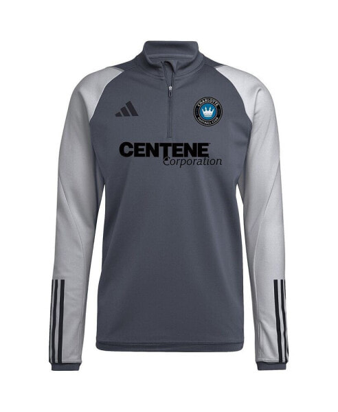 Тренировочная куртка на молнии Adidas мужская серая Charlotte FC 2023