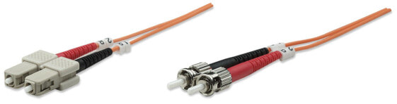 Intellinet Fiber Optic Patch Cable - OM2 - ST/SC - 1m - Orange - Duplex - Multimode - 50/125 µm - LSZH - Fibre - Lifetime Warranty - Polybag - 1 m - OM2 - ST - SC
