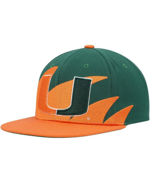 Men's Orange, Green Miami Hurricanes Sharktooth Snapback Hat