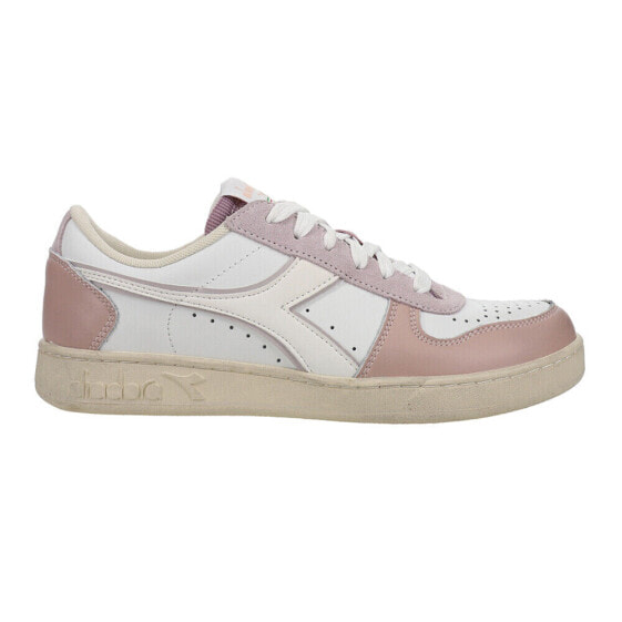 Diadora Magic Basket Low Icona Lace Up Womens Pink, White Sneakers Casual Shoes