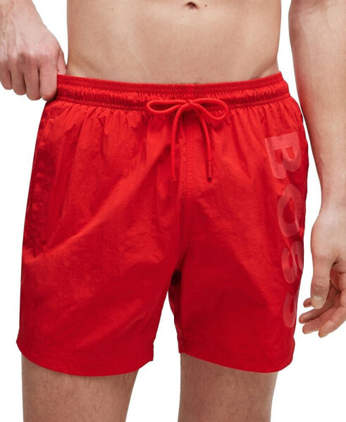 Men's Vertical-Logo Quick-Dry Swim Shorts