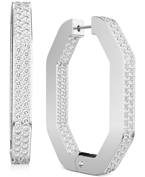 Dextera Crystal Pavé Octagonal Small Hoop Earrings, .62"