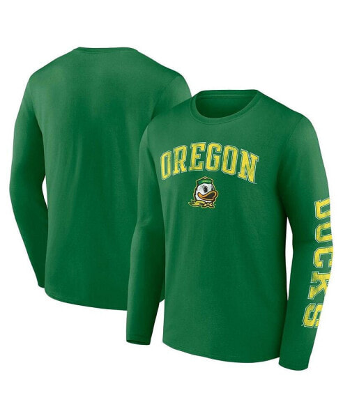 Men's Green Oregon Ducks Distressed Arch Over Logo Long Sleeve T-shirt