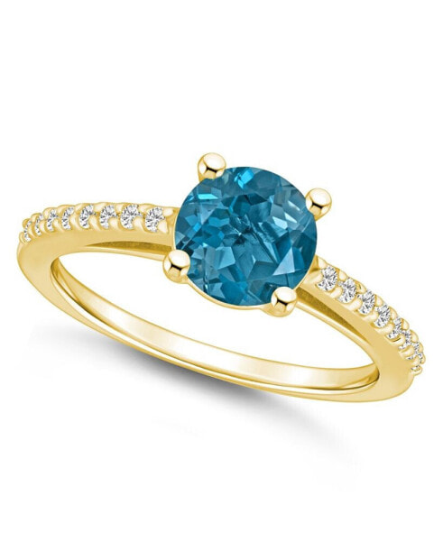 Кольцо Macy's London Blue Topaz and Diamond in 14K Yellow Gold