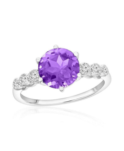 Sterling Silver, Amethyst & White Topaz Ring