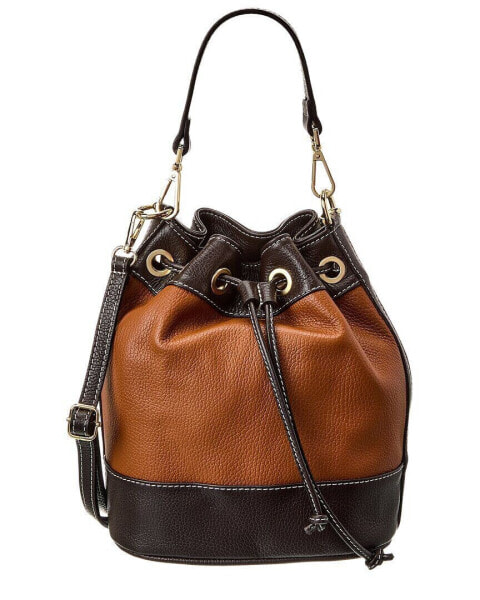 Persaman New York #1170 Suede & Leather Bucket Bag Women's Brown Os